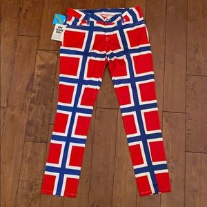 Loudmouth Golf Norwegian Flag ladies pants NWT